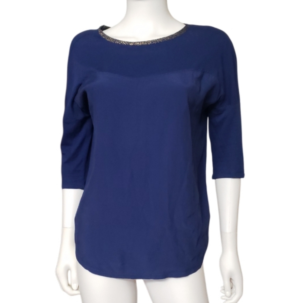 Zara Collection Elegant Blue Women's Top Made In Turkey Women's Size M.